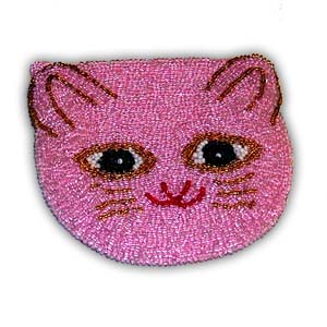 Porte-Monnaie en Perle - Chat, Rose