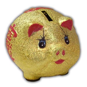 Pig Piggy Bank - 4 inches, Gold