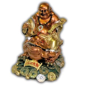 Bouddha de Joie Assis sur la Grenouille Chinois � Trois Pattes
