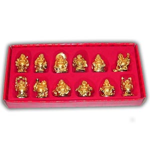 Set of Twelve Mini Buddha - Gold