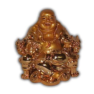 Sitting Buddha with Dragon Chair (Med, Gold)