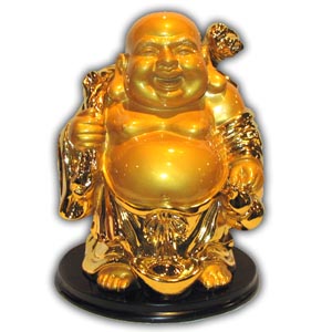 Bouddha de Joie, 10 pouces - Couleur Dor� Brillant