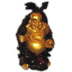 Happy Buddha, 27 inches - Gold and Red