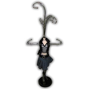 Jewelry Stand Holder - Dress Form, Doll with Jean Dress