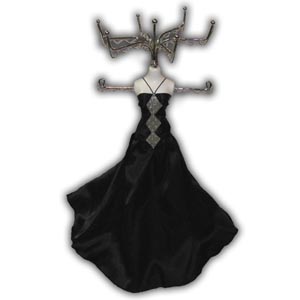 Jewelry Stand Holder - Dress Form, Black Long Dress