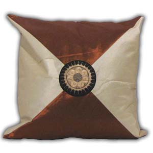 Oriental Chinese Cushion Cover - Brown, Triangle Design