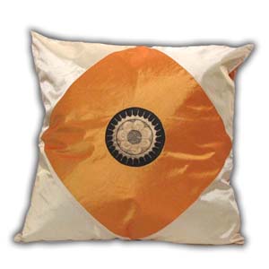 Oriental Chinese Cushion Cover - Orange, Lozenge Design