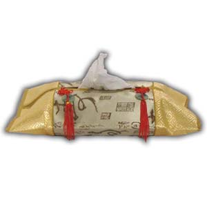 Housse pour la Bo�te de Tissu Orientale Chinoise - Beige
