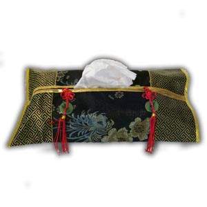 Housse pour la Bo�te de Tissu Orientale Chinoise - Noir