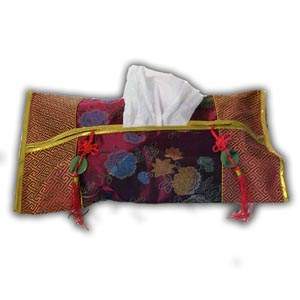 Housse pour la Bo�te de Tissu Orientale Chinoise - Rouge Fonc�