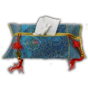 Housse pour la Bo�te de Tissu Orientale Chinoise - Bleu P�le