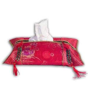 Housse pour la Bo�te de Tissu Orientale Chinoise - Rouge