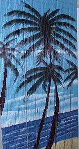 Bamboo Beaded Door Curtain - Large Palm Trees