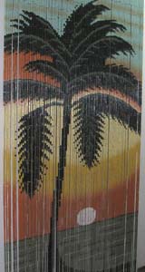 Bamboo Beaded Door Curtain - Big Palm Tree III