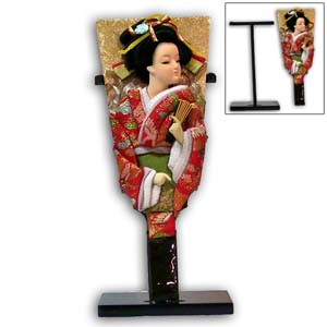 Japanese Geisha, Racket Form with Stand, Small, Fan