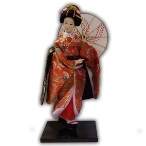 Oriental Japanese Geisha, with Parasol
