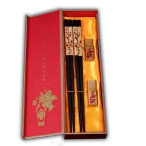 Two Chopsticks Set with Stands (Flower)