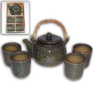 Oriental Porcelain Teaset - Green Marble
