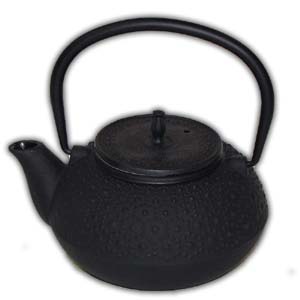 Iron Oriental Teapot with Filter - Small Points II (Black)