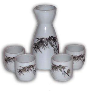 Ensemble de Sak� Japonais 5 mcx - Blanc, Bambou