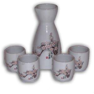 Ensemble de Sak� Japonais 5 mcx - Blanc, Sakura