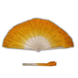 A Pair of Two (2) Oriental Dancing Fans - Yellow