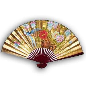 30-in Hanging Fan - Blue Birds & Flower, Gold