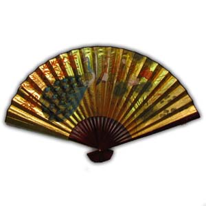 30-in Hanging Fan - Green Peacock, Gold