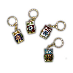 Porte-cl�s Orientale Chinoise en Cloisonn� - Hibou