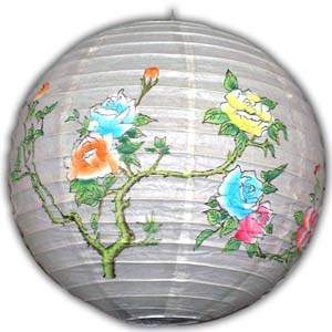 Rice Paper Lantern - Round, 16in, Flower