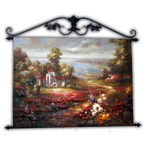 Tableau Peint � l'Huile avec le Cadre en M�tal, Paysage, 48po x 36po