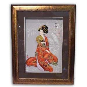 Oriental Japanese Geisha Picture - Large, Fan