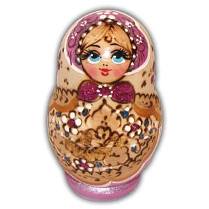 Russian Matreshka Nesting Doll, Set of 5, Purple