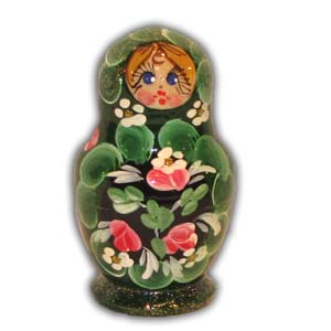 Russian Matreshka Nesting Doll, Set of 5, Green II