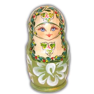 Russian Matreshka Nesting Doll, Set of 5, Green