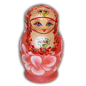 Russian Matreshka Nesting Doll, Set of 5, Red