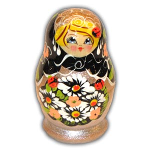 Russian Matreshka Nesting Doll, Set of 5, Beige