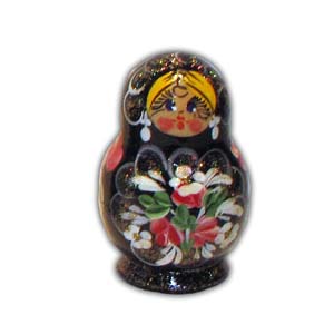 Russian Matreshka Nesting Doll, Set of 5, Black