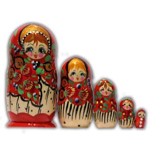Russian Matreshka Nesting Doll, Set of 5