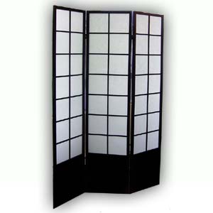 Shoji Rice Paper Wooden Screen Room Divider - 3 Panels (Black)