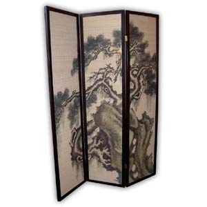 Bamboo Wooden Screen Room Divider - 3 Panels (Tree)