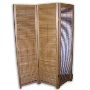 Wooden Shutter Folding Screen Room Divider - 3 Panels (Natural)