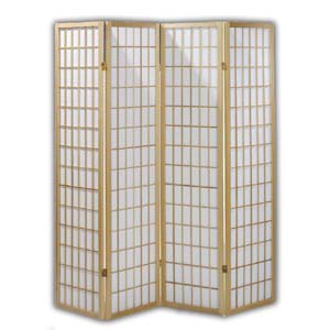 Shoji Rice Paper Folding Screen Room Divider - 4 Panels (Natural)