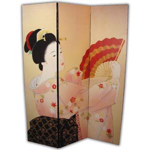 Paravent Oriental - 3 Panneaux (Geisha)