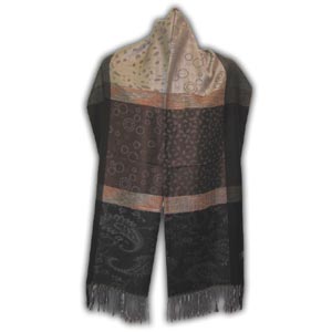Pashmina Woman Scarf - Square Design II (Black, Brown)