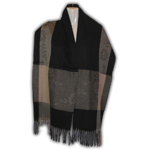 Pashmina Woman Scarf - Square Design (Black, Beige)