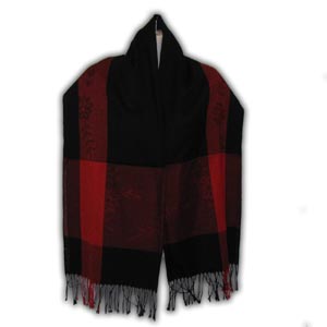 Pashmina Woman Scarf - Square Design (Black, Red)