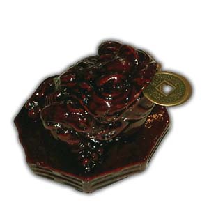 Feng Shui Oriental Chinese Three Legs Frog with Bagua - Red