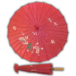 Style Oriental Parasol en Satin avec Motif - Fushia