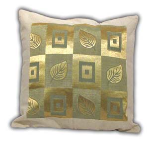 Oriental Chinese Cushion Cover - Green, Leaves, Square Design